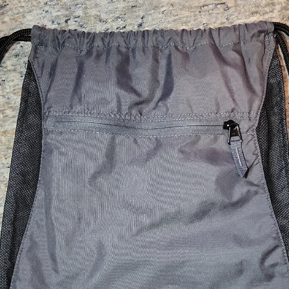 Nike Black and Gray Drawstring Backpack With Front Pocket
